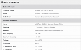 微软Surface Laptop 4将搭载AMD 6核处理器