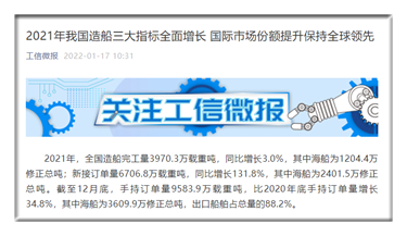 我国造船企业国际竞争力增强 产业集中度保持在较高水平